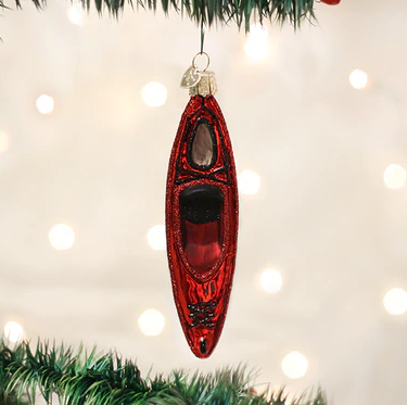 Red Kayak Glass Ornament  Old World Christmas   