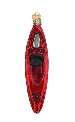 Red Kayak Glass Ornament  Old World Christmas   