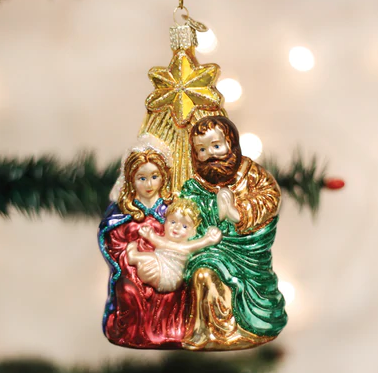 Holy Family With Star Glass Ornament  Old World Christmas   