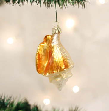 Golden Seashell Glass Ornament  Old World Christmas   