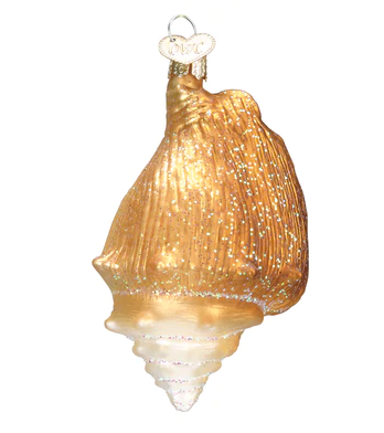 Golden Seashell Glass Ornament  Old World Christmas   