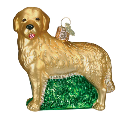 Golden Retriever Glass Ornament  Old World Christmas   