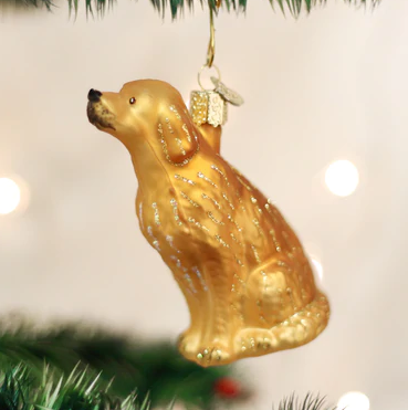 Sitting Golden Retriever Glass Ornament  Old World Christmas   