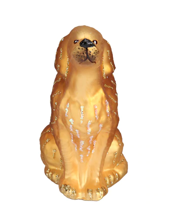 Sitting Golden Retriever Glass Ornament  Old World Christmas   