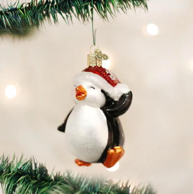 Dancing Penguin Glass Ornament  Old World Christmas   