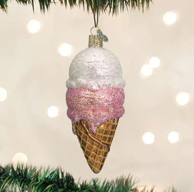 Ice Cream Cone Glass Ornament  Old World Christmas   