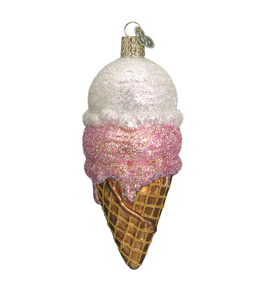 Ice Cream Cone Glass Ornament  Old World Christmas   