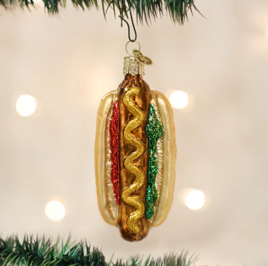 Hot Dog Glass Ornament  Old World Christmas   