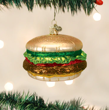 Cheeseburger Glass Ornament  Old World Christmas   