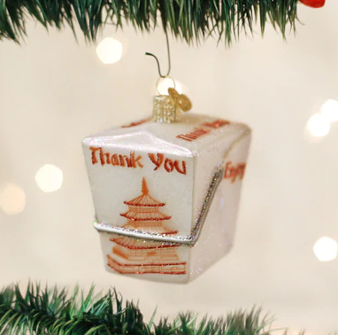 Chinese Take-out Glass Ornament  Old World Christmas   