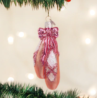 Ballet Toe Shoes Glass Ornament  Old World Christmas   