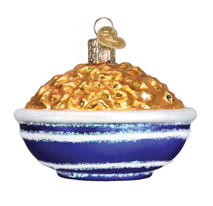 Bowl of Mac & Cheese Glass Ornament  Old World Christmas   