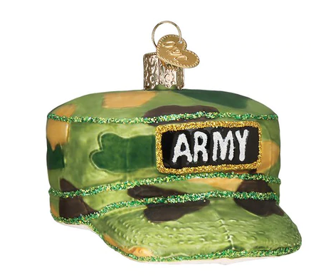 Army Cap Glass Ornament  Old World Christmas   