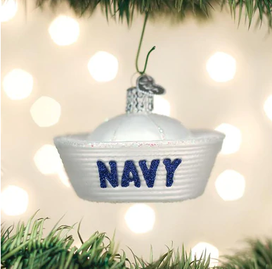 Navy Cap Glass Ornament  Old World Christmas   