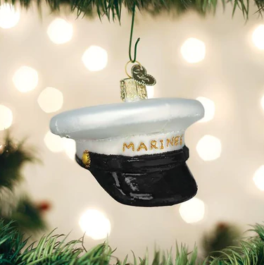 Marine Cap Glass Ornament  Old World Christmas   