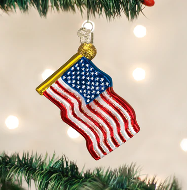 Star Spangled Banner Glass Ornament  Old World Christmas   