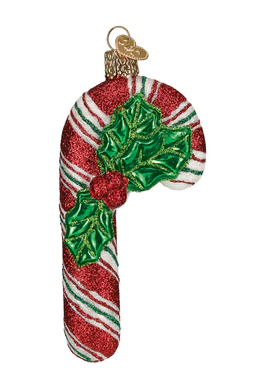 Glistening Candy Cane Glass Ornament  Old World Christmas   