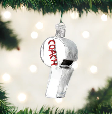 Coach's Whistle Glass Ornament  Old World Christmas   