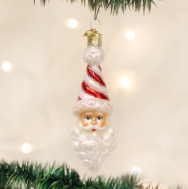 Peppermint Twist Santa Glass Ornament  Old World Christmas   