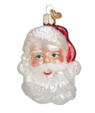 Mid-century Santa Head Glass Ornament  Old World Christmas   