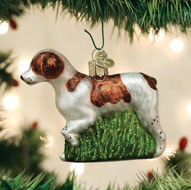 Brittany Spaniel Glass Ornament  Old World Christmas   