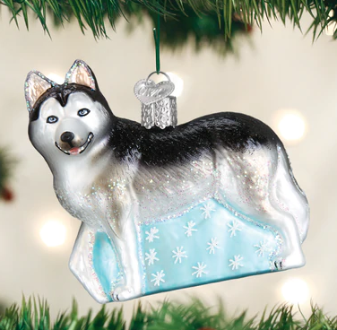 Siberian Husky Glass Ornament  Old World Christmas   