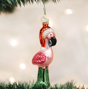 Yard Flamingo Glass Ornament  Old World Christmas   