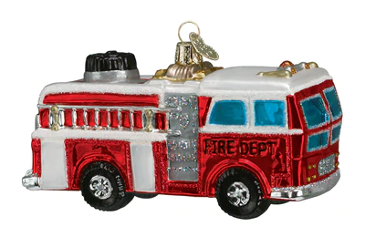 Fire Truck Glass Ornament  Old World Christmas   