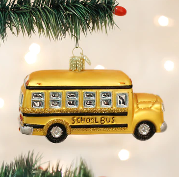 School Bus Glass Ornament  Old World Christmas   