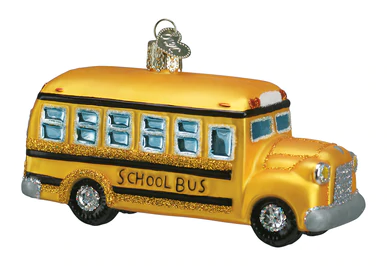 School Bus Glass Ornament  Old World Christmas   