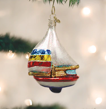 Sailboat Glass Ornament  Old World Christmas   