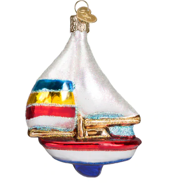 Sailboat Glass Ornament  Old World Christmas   