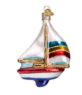 Sailboat Glass Ornament  Old World Christmas   