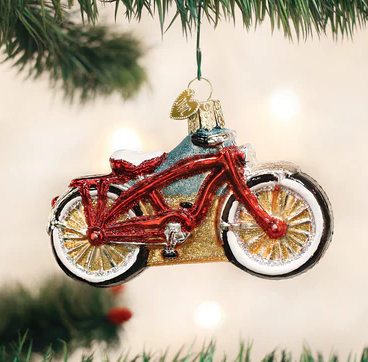 Cruiser Bike Glass Ornament  Old World Christmas   