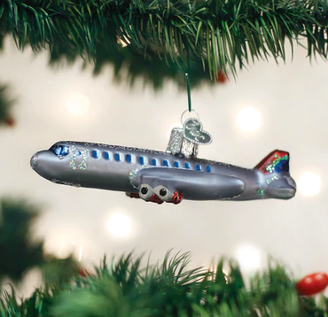 Passenger Plane Glass Ornament  Old World Christmas   