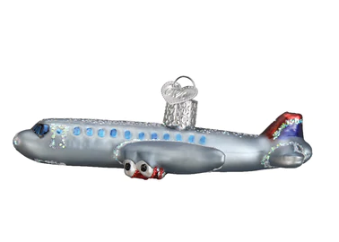 Passenger Plane Glass Ornament  Old World Christmas   