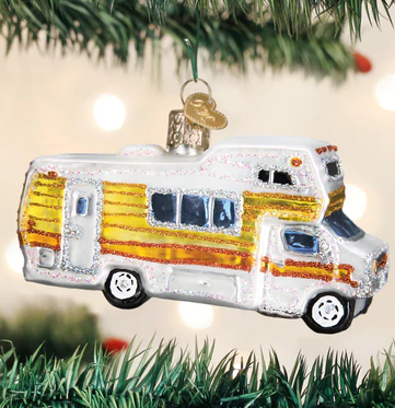 Classic Motorhome Glass Ornament  Old World Christmas   