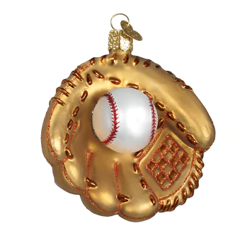 Baseball Mitt Glass Ornament  Old World Christmas   