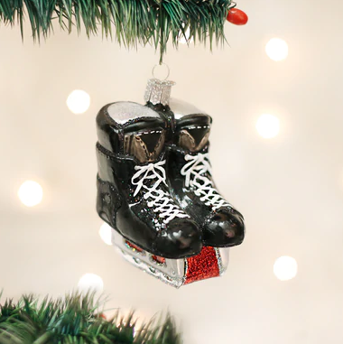 Hockey Skates Glass Ornament  Old World Christmas   