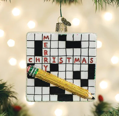 Crossword Puzzle Glass Ornament  Old World Christmas   