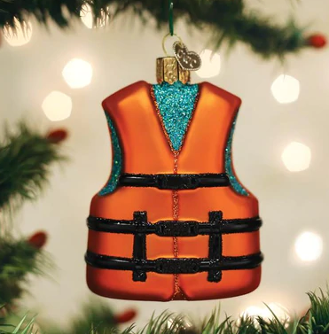 Life Jacket Glass Ornament  Old World Christmas   