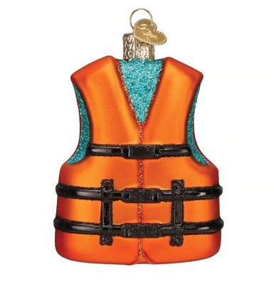 Life Jacket Glass Ornament  Old World Christmas   