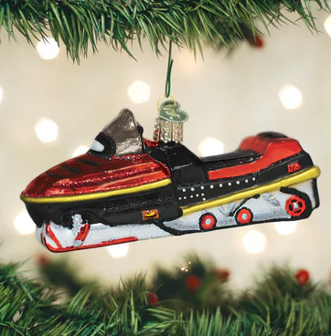 Snowmobile Glass Ornament  Old World Christmas   