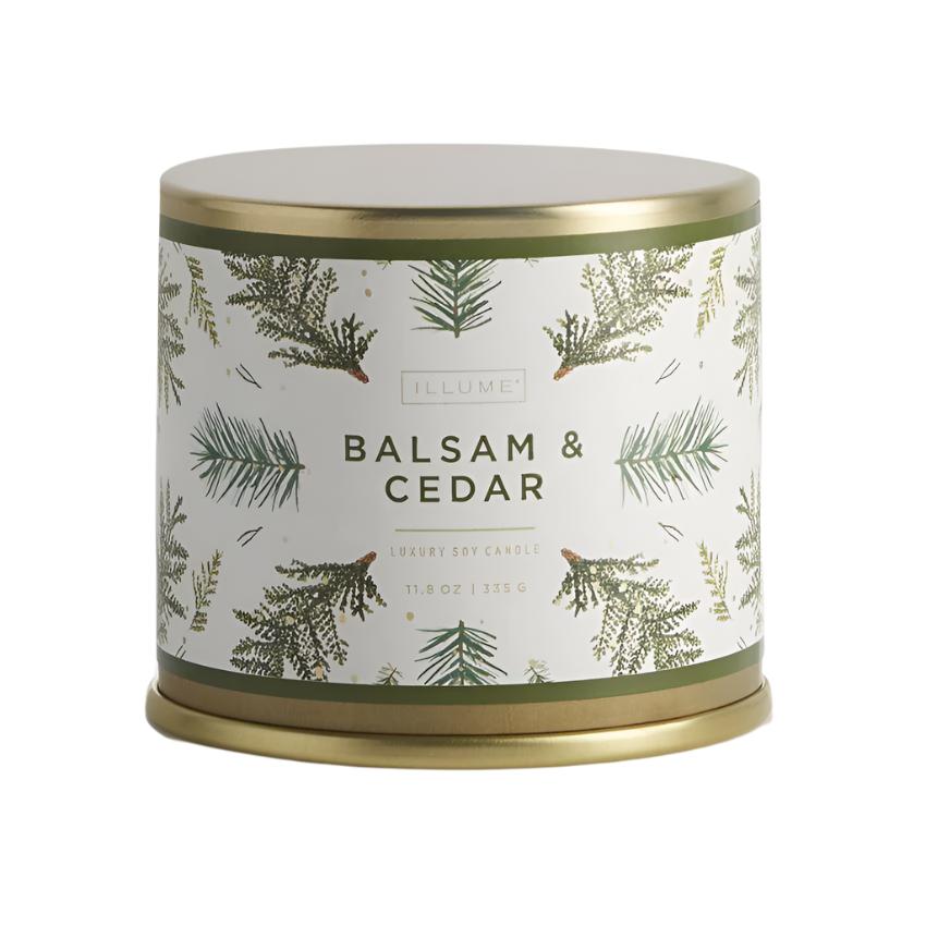 Balsam and Cedar Candles and Diffuser  Illume Large Tin  