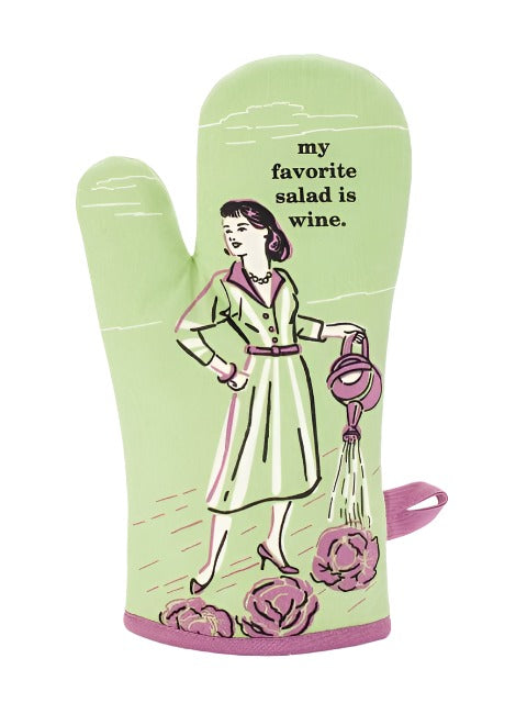 My Favorite Salad Is Wine Oven Mitt  Blue Q   