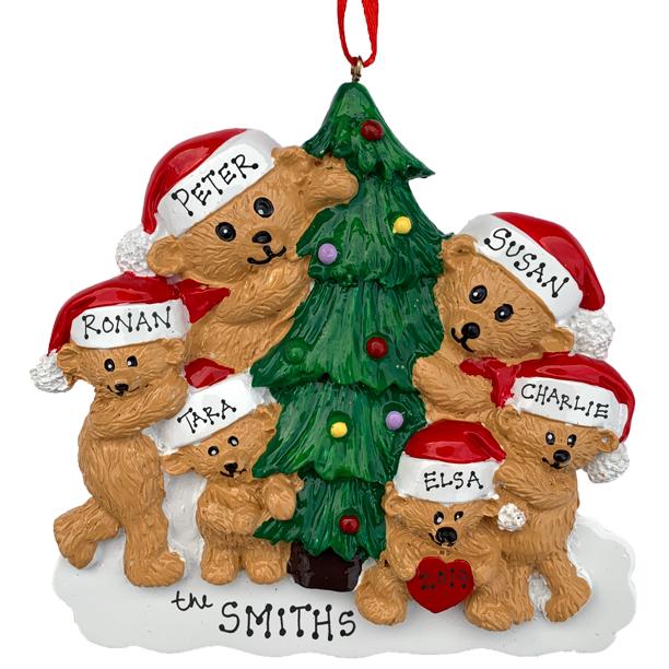 Bear Family Personalized Ornament  GSM Pers Orn Family of 6  