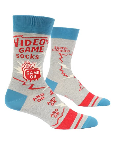 Video Game Mens Crew Socks  Blue Q   