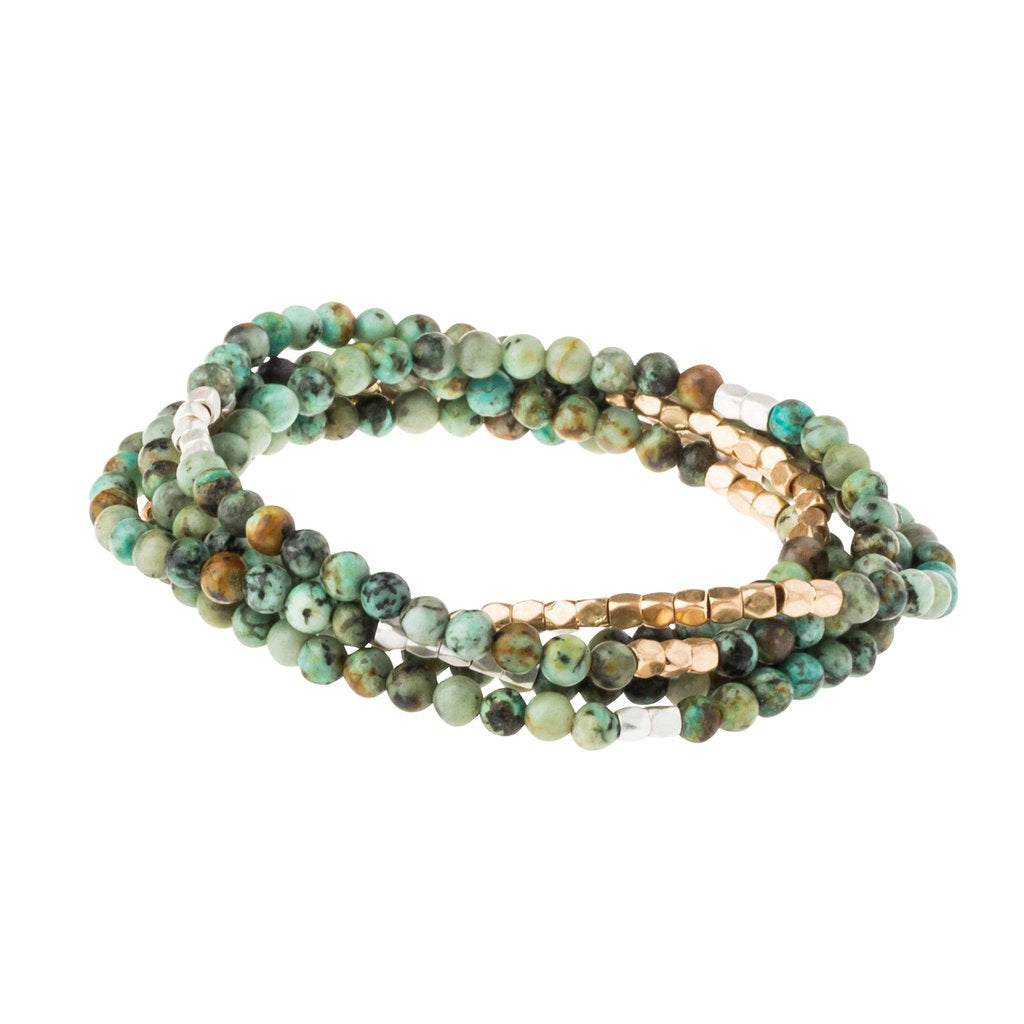 African Turquoise Stone Wrap Bracelet/Necklace  Scout Curated Wears   