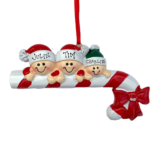 Candy Cane Family Personalized Ornament  GSM Pers Orn Family of 3  