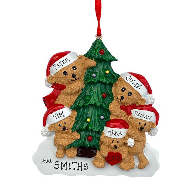 Bear Family Personalized Ornament  GSM Pers Orn Family of 5  